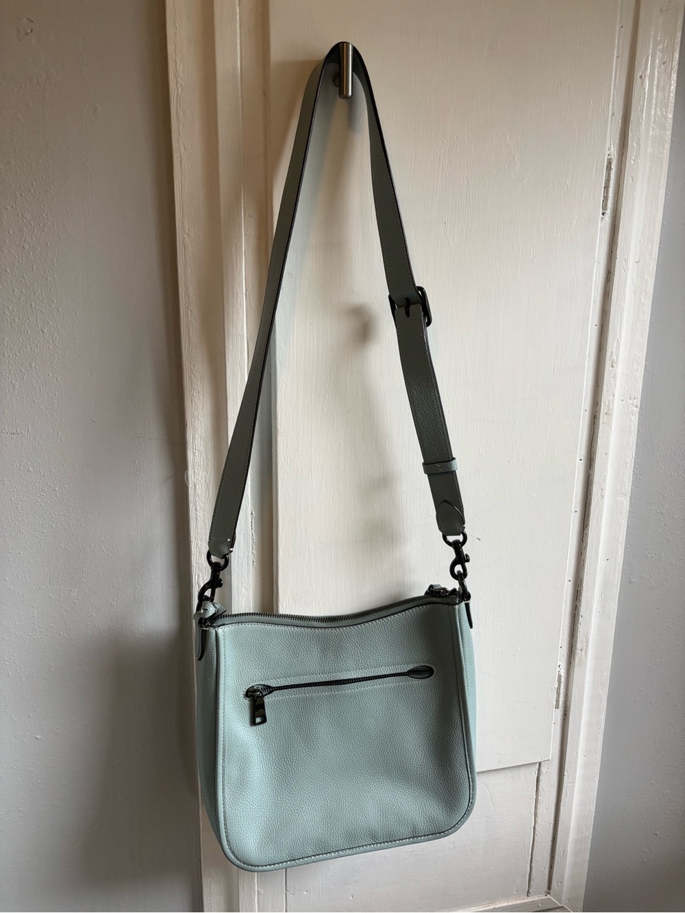 Coach Pebbled Leather Turnlock Crossbody in Pale Blue - Picture 5 of 8